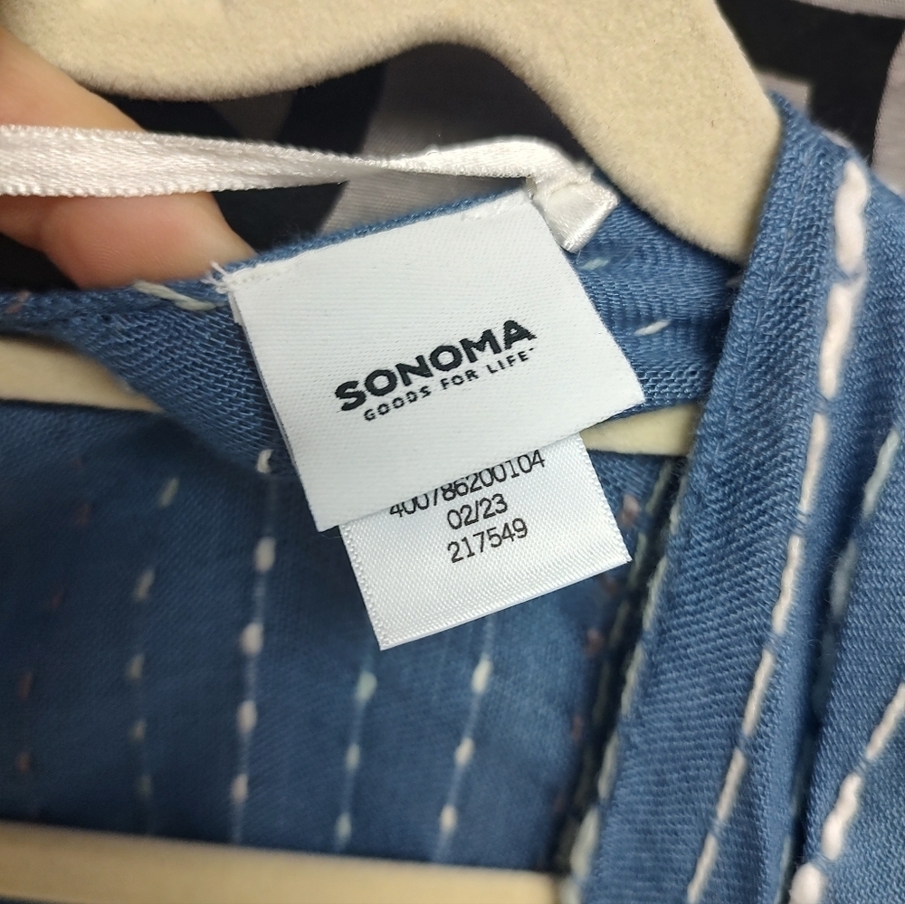 Sonoma Kimono Blue Striped Cardigan Slit Arms One Size - Picture 10 of 14